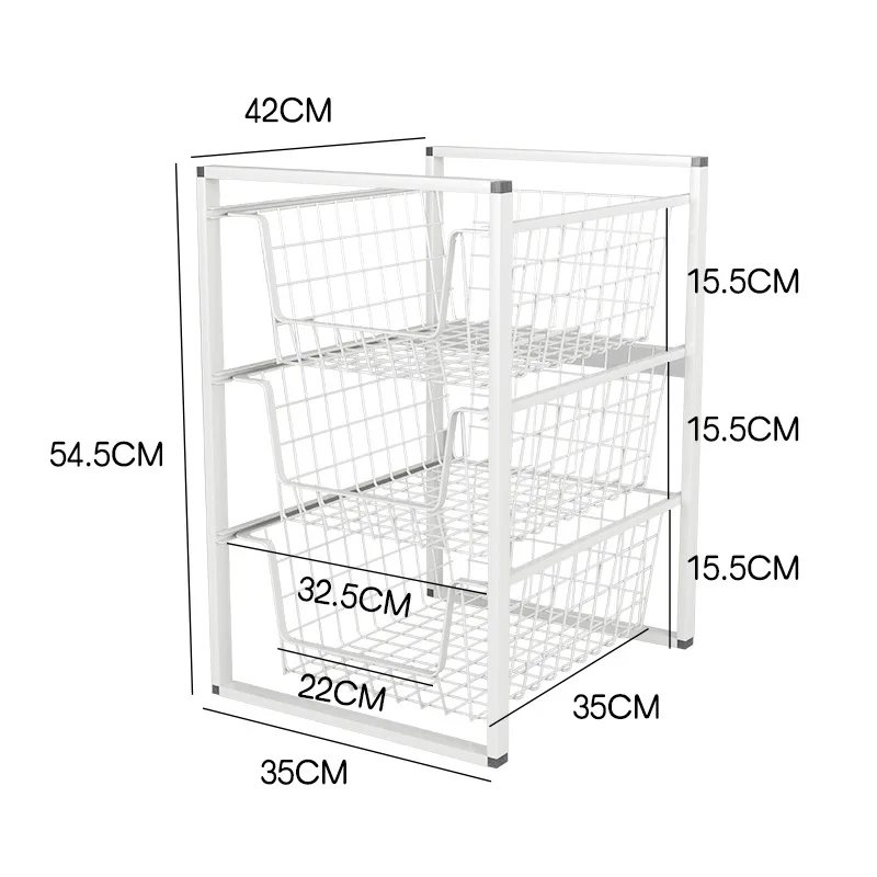 

Kitchen basket cabinet, basket drawer type, dishes, seasoning, wrought iron double corner, pull-out transformation, three-layer