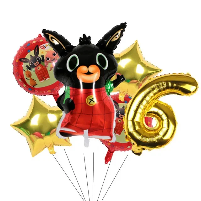 Cartoon Rabbit Birthday Number Balloons for Bings Red Rabbit 1 2 3th Foil Balloon Set Baby Shower Birthday Party Decoration