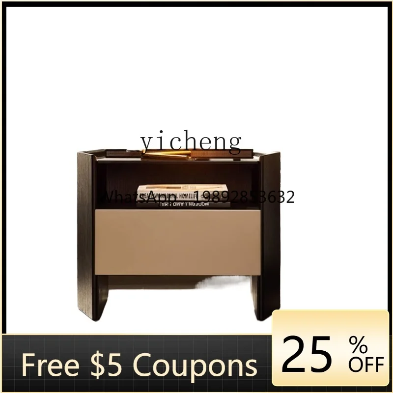 

Zf Minimalist Designer Model Bedside Table Bedroom Bedside Storage Wood Grain Cabinet