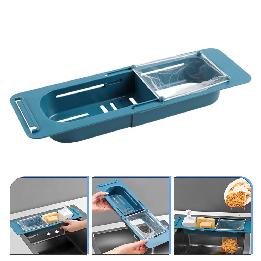 

1Set Telescopic Sink Filter Rack Expandable Kitchen Drain Organizer Rack Premium Plastic Load-Bearing Strainer Holder for Tiny