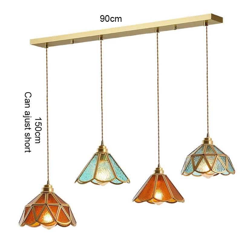Keuken-eiland hanglamp, kleurrijke glazen hanglamp, kroonluchter, plafondlamp, loft, woon- en eetkamerlampen, hotel, winkel