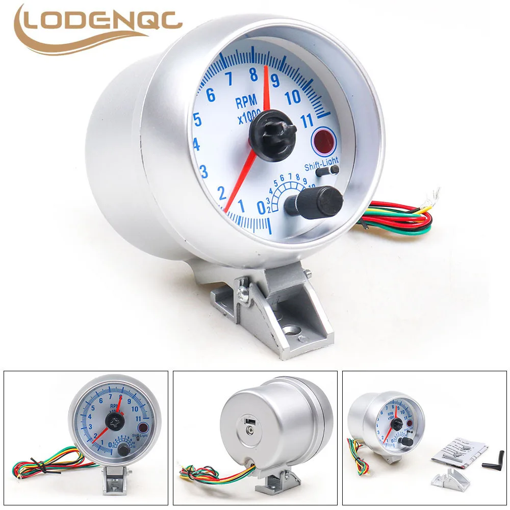 3.75 Inch Racing Car Tachometer 0-11000 Rpm Gauge Double Pointer Tachometer Car Meter LC100143