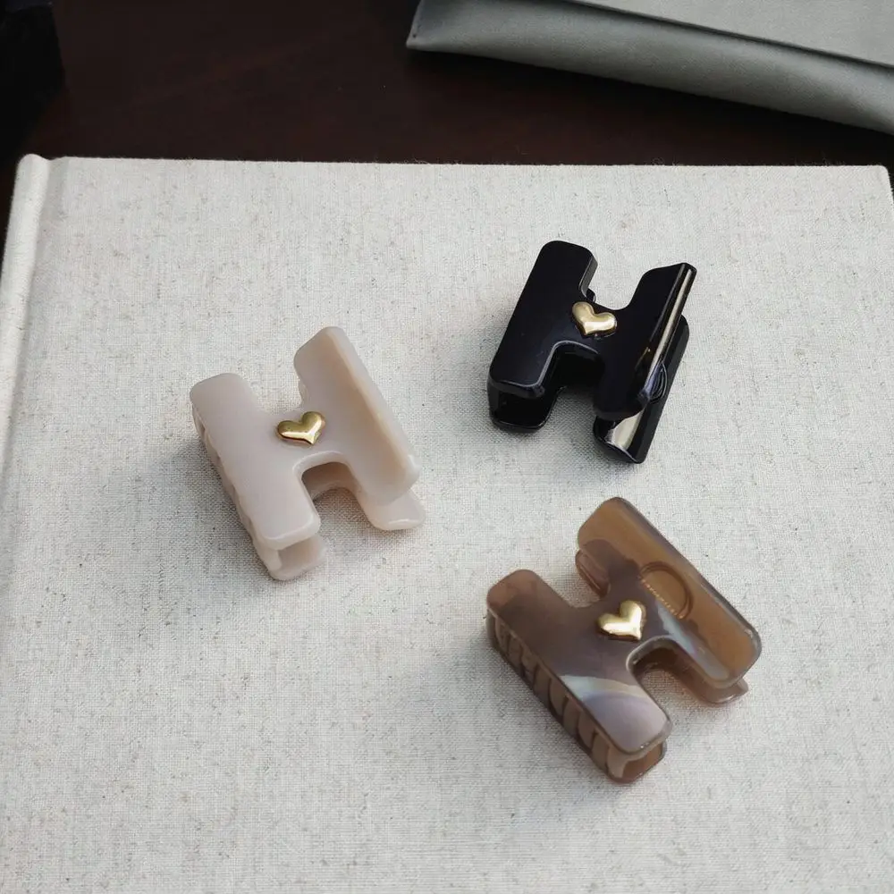 Small Heart Claw Clip Metal H Shaped Barrettes Portable Bangs Fixed Hairpin Cute Style Decorative Accessories For Women
