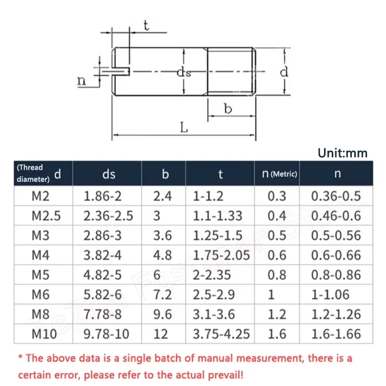 Slotted Headless Cylindrical Pin Dowel Male Thread Locating Pin 304 Stainless Steel
