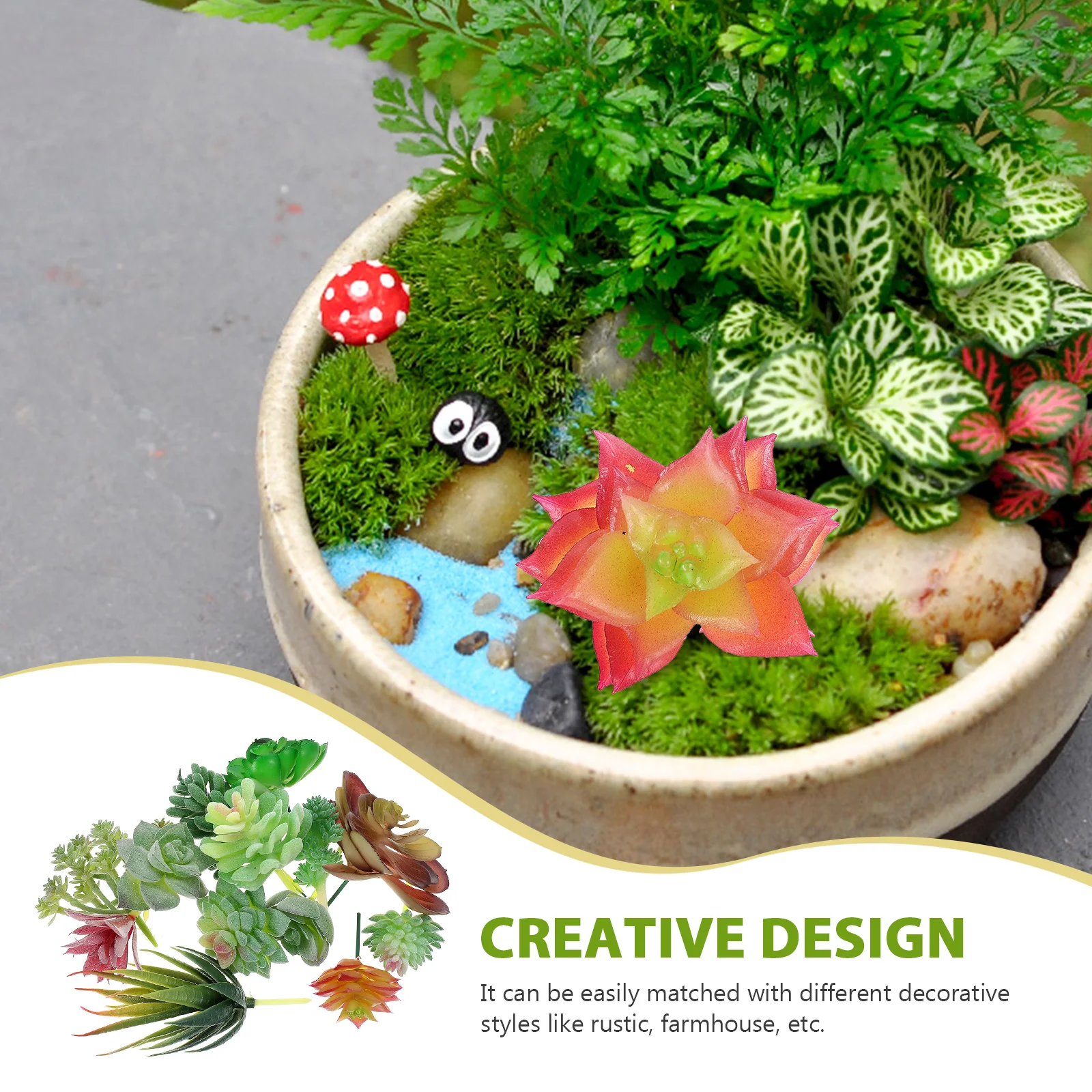 

13pcs Faux Hanging Plant Simulated Succulents DIY Arrangement Fake Potted Decor Artificial Plants Home Office Style