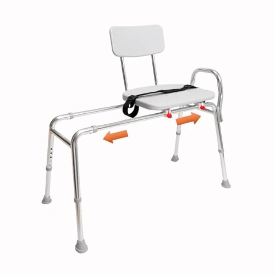 

Height Adjustable Sliding Transfer Bench Tub Shower Chair for Elderly Disabled Heavy-Duty 400 Lbs Capacity Non-Slip Black Frame