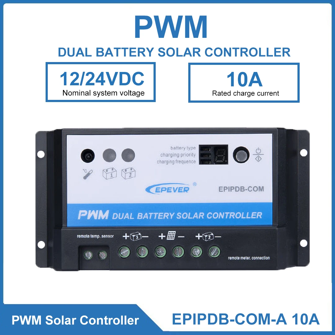 EPEVER EPIPDB-COM-A Dual Battery Charger Solar Controller 10A20A 12V/24VDC PWM Controller Built-in Bluetooth Module