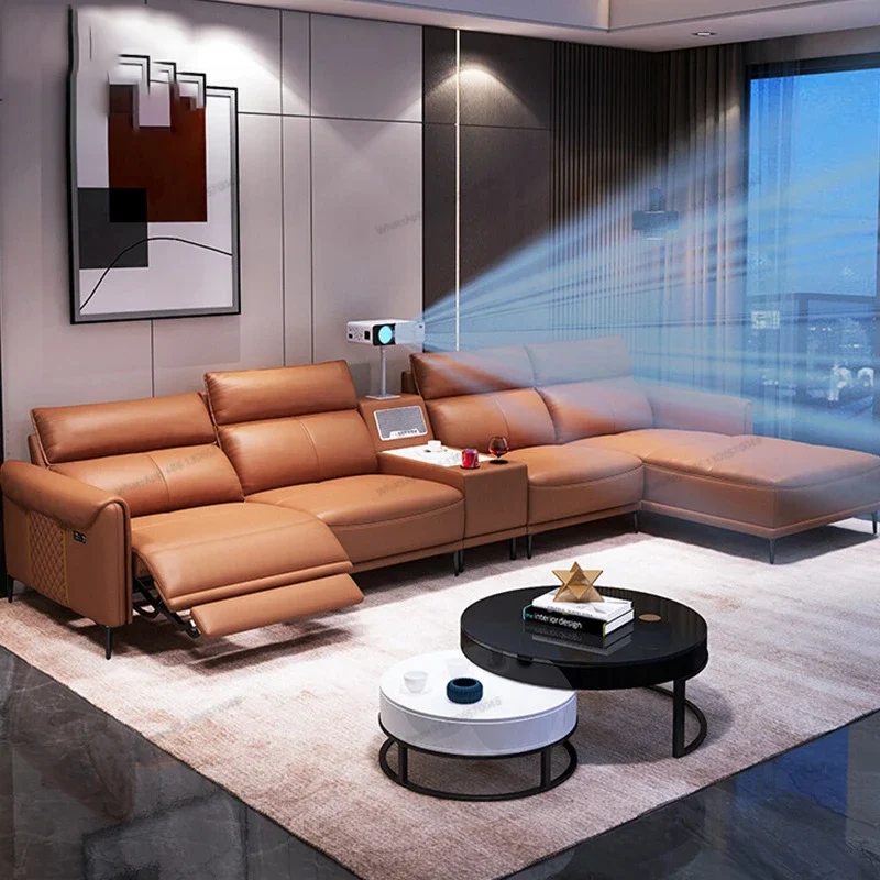 

Modern Minimalist First-class Cabin Electric Functional Sofa, Living Room, Luxurious Size Unit Leather Sofa