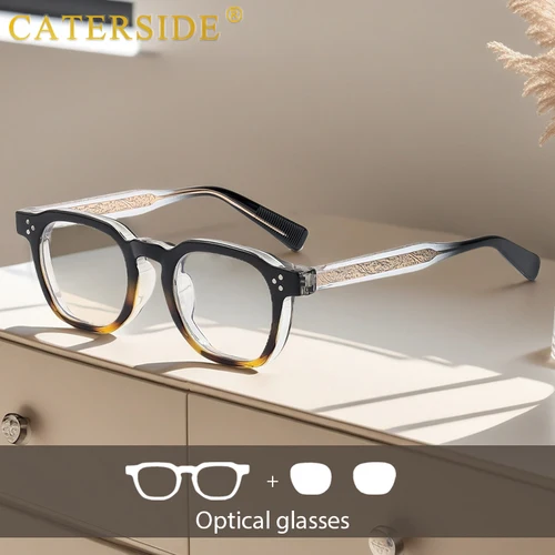 Imagen 1 del producto CATERSIDE, gafas ópticas de lectura simples para hombres con marco cuadrado Tr-90 de alta calidad, gafas de ordenador antiluz azul para uso diario para mujeres