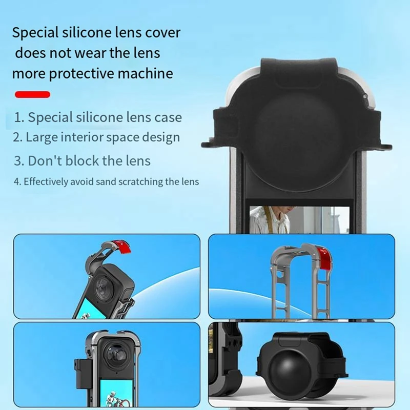 A99E-For Insta360 X4 Metal Frame, Sports Camera Cage Expansion Bracket Fixing Clip, Horizontal Shooting Accessories