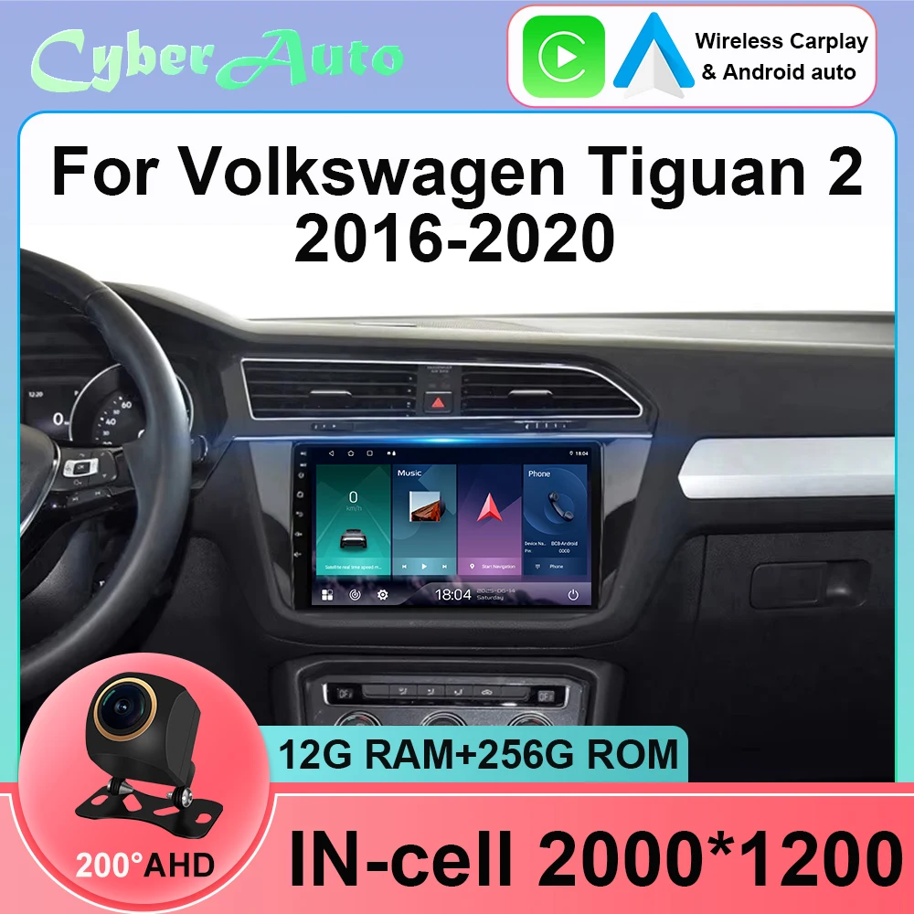 Android 15 Carplay Auto 2K Screen Car Radio Multimedia Player For Volkswagen Tiguan 2 Mk 2016 2017-2019 2 din Autoradio Stereo