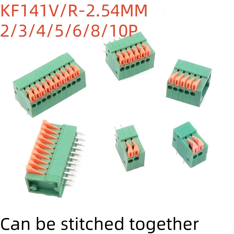 

10PCS KF141V/R-2.54MM Terminals 2/3/4/5/6/8/9/10P Spring PCB Terminals