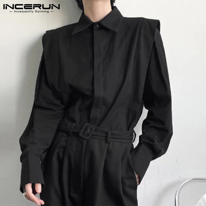 

INCERUN Solid Color Men Shirt Lapel Long Sleeve Streetwear Fashionable Casual Men Clothing Button 2023 Loose Brand Camisas S-5XL