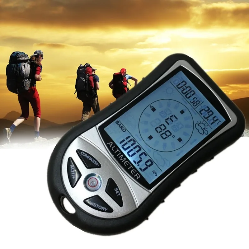 8-in-1 Handheld Electronic Altimeter Compass Pressure Gauge Elevation Meter Thermometer Outdoor Fishing Barometer Meter