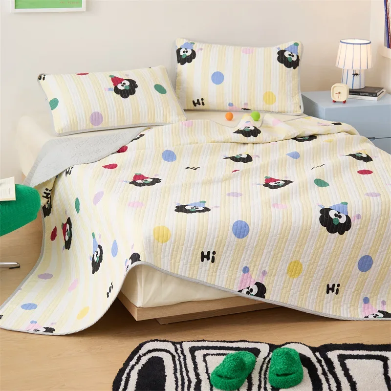 

Spring cotton single-sided high-temperature sand-washed bed cover single piece padded bed single person in winter