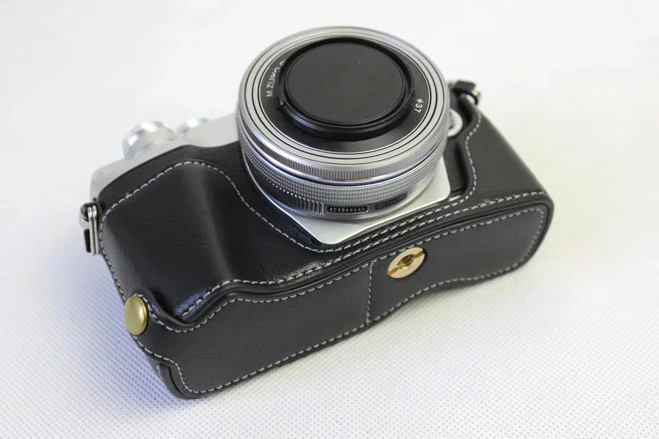 Genuine Real Leather Protect Half Case Grip For Olympus E-M10 Mark III M3 Camera