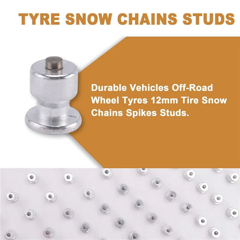 Durable 100Pcs Winter Wheel Lugs Car Tires Studs Screw Snow Spikes Wheel Tyre Snow Chains Studs For Shoes ATV Tire 8X10mm