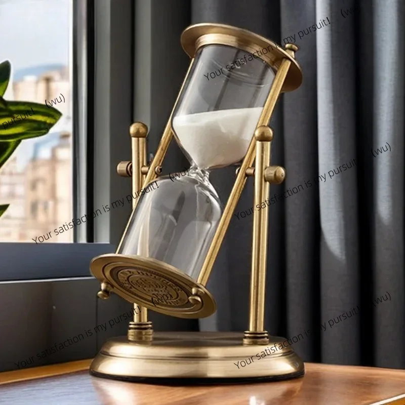 Hourglass timer ornament, premium creative glass quicksand, metal rotating gift