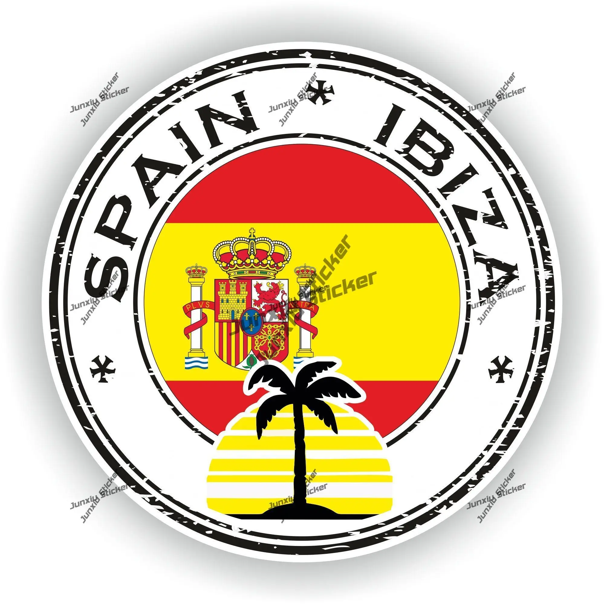 

Ibiza Spain Sticker Coat of Arms of Spain Ibiza Spanish Flag Round Outline Seal Decal for Car SUV Bumper Pickup PVC Accessories