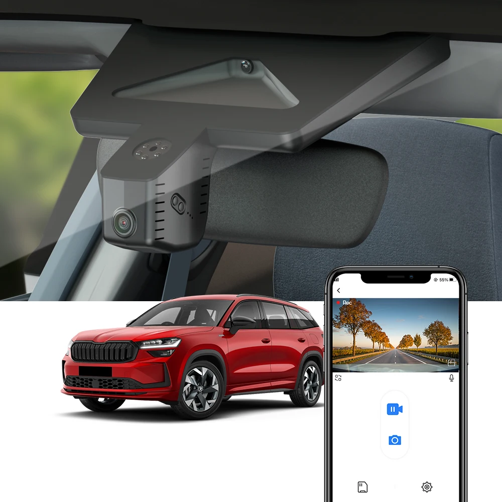 FITCAMX 4K Dashcam for Skoda Kodiaq 2 / Superb 2024-2025, for Superb 3 Facelift 2020-2023, Car DVR with Night Vision G-Sensor