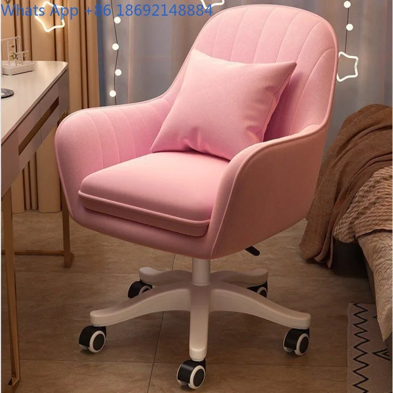 Home Comfortable Long-Sitting Backrest Computer Adjustable Swivel Chair for Girls' Bedroom Dormitory