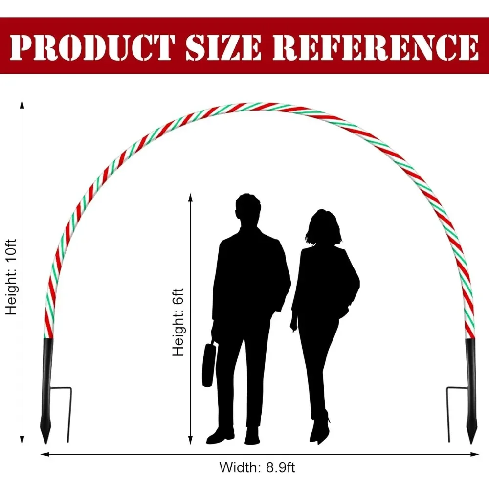 

10ft Christmas Candy Light Arch LED Christmas Outdoor Arches Decor Candy Cane Arch with Flasher Modes Xmas Arch Pathway M