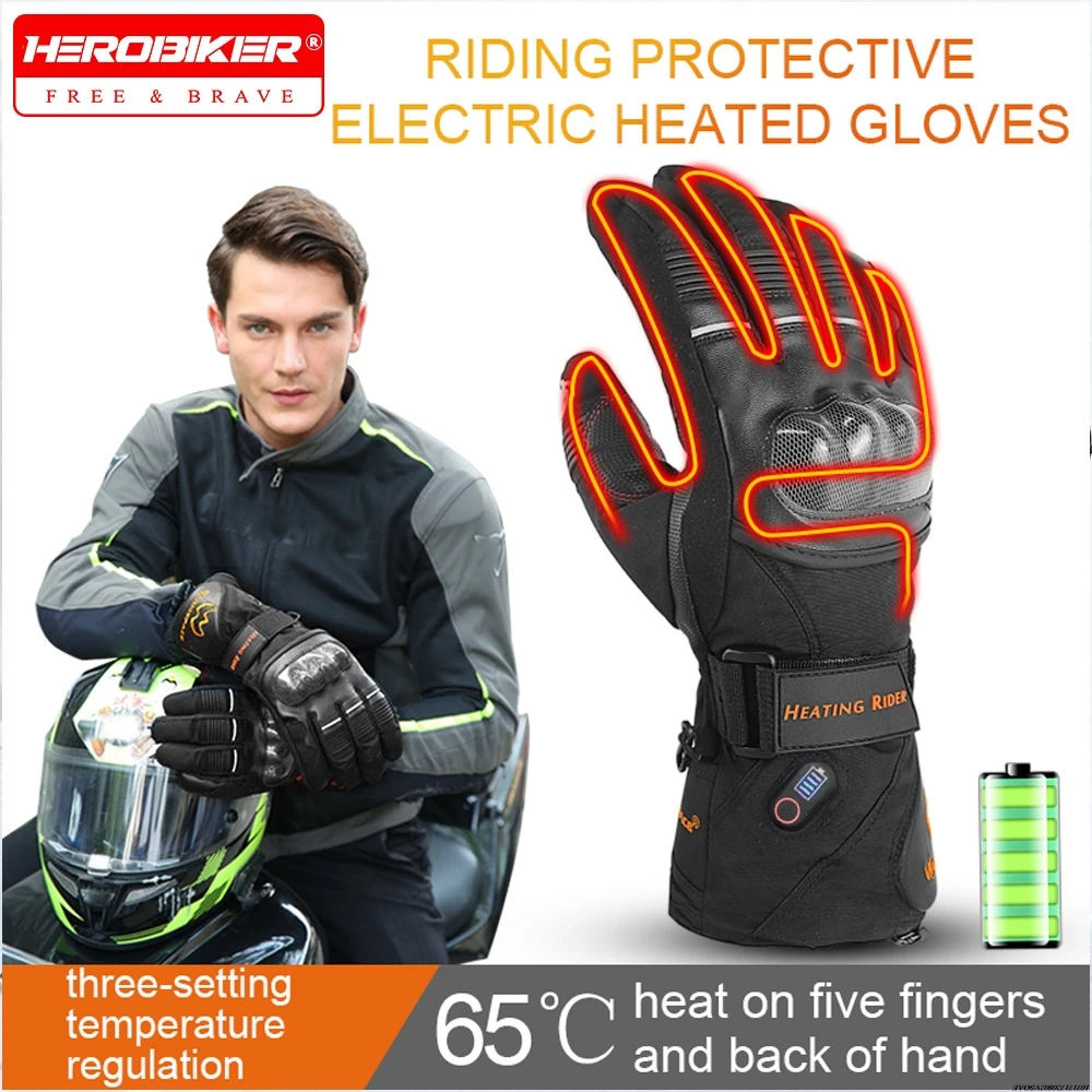 

Motorcycle Winter Warm Heated Gloves Touch Screen Waterproof Heated Rechargeable Gloves Electric Ski Heated Gloves Men Women