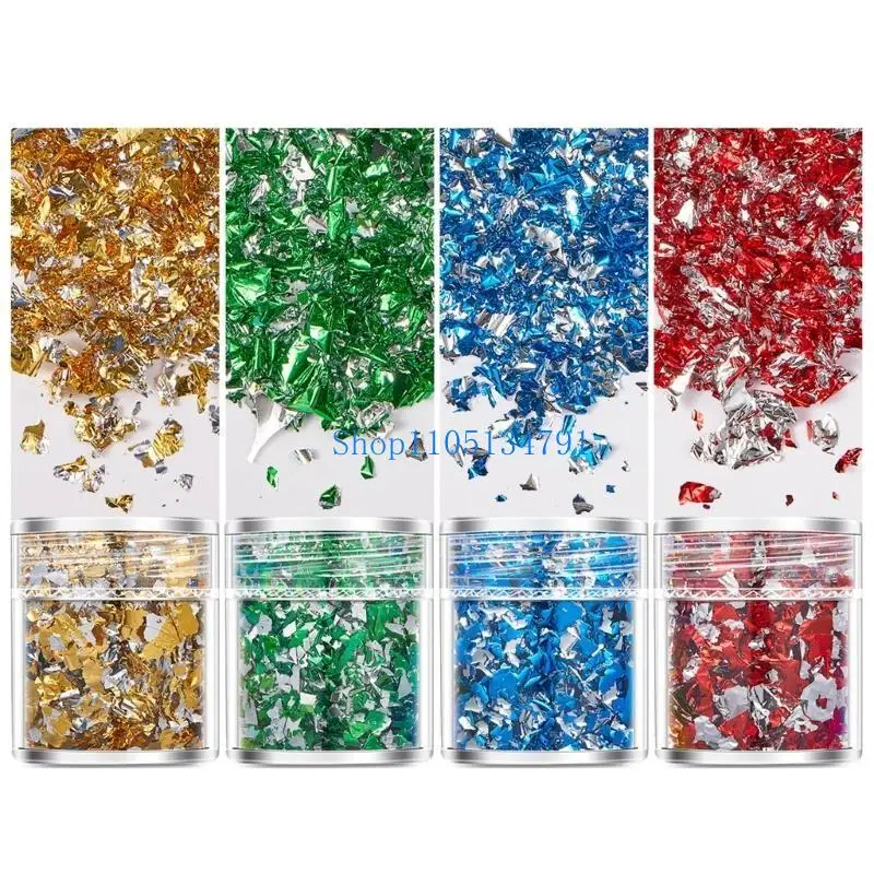 رقائق رقائق الذهب بطول 98 كم لفن الأظافر والحرف الراتنجية المبهرة من ورق القصدير المتلألئ رقائق الذهب والفضة لعشاق الحرف اليدوية #2