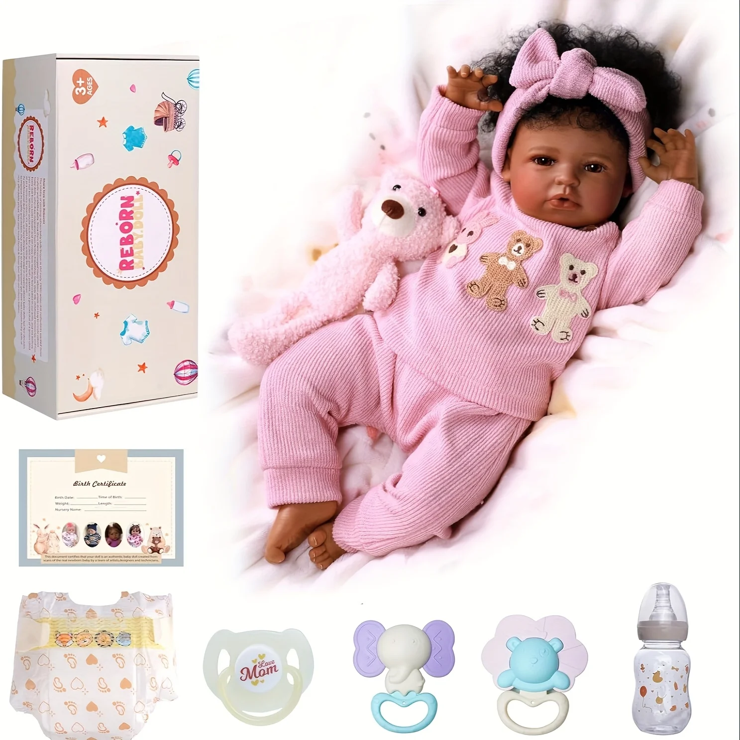 20 Zoll realistische wiedergeborene Babypuppen für Mädchen, weicher Vinyl- und Stoffkörper, niedliche Neugeborene mit Spielset für Kinder