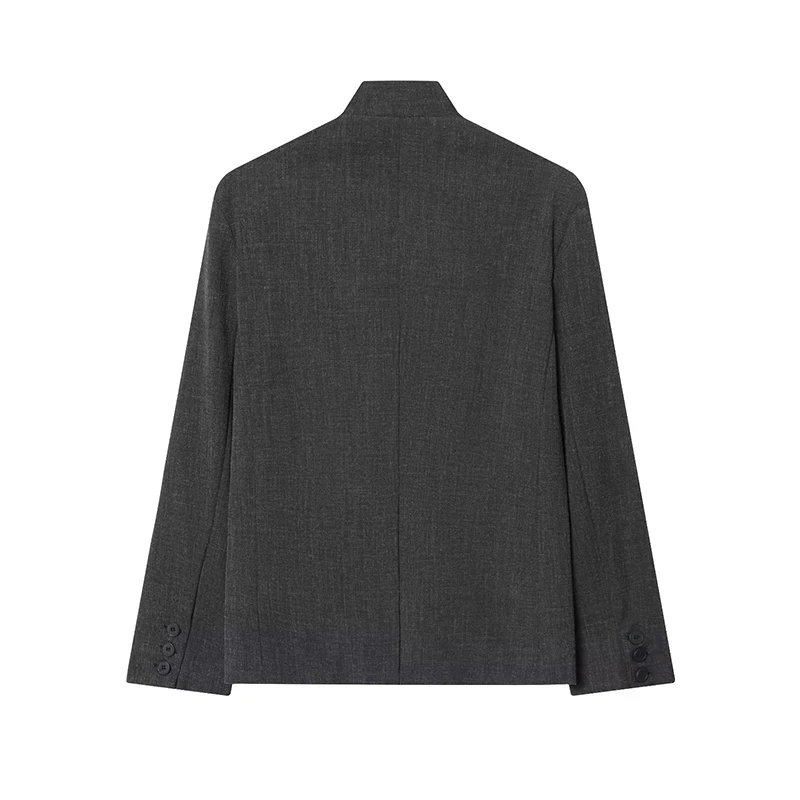 المرأة السترة معطف الخريف الشتاء موضة الوقوف طوق كم طويل الحلل Vintage ملابس خارجية الإناث شيك القمم