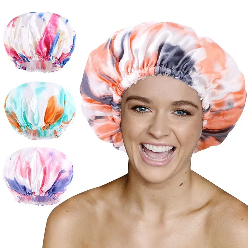 

New Extra Large Satin Lined Bonnet Women Big Size Beauty Print Satin Silk Bonnet Sleep Night Cap Head Cover Bonnet Hat Wholesale