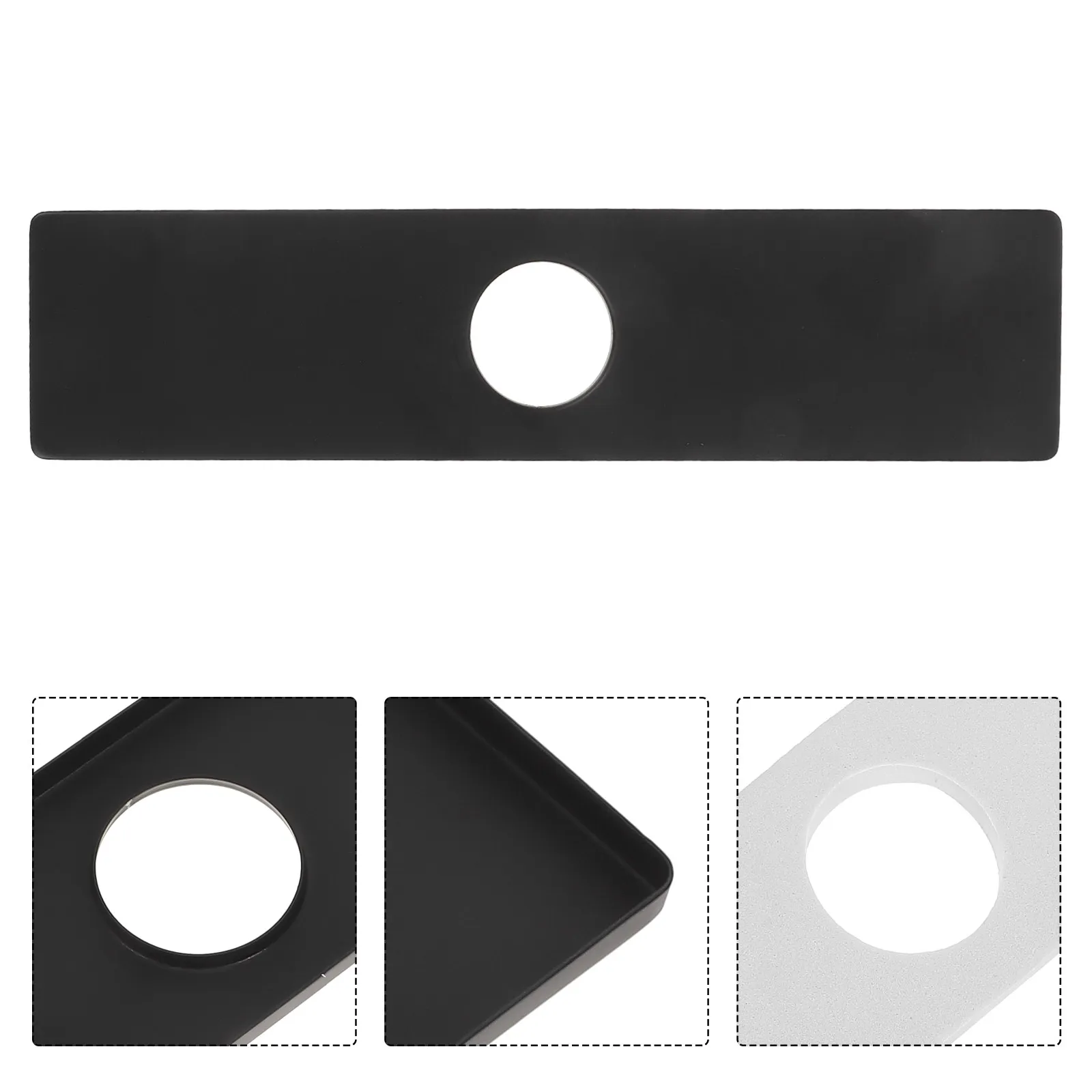 Kitchen Sink Faucet Hole Cover Stainless Steel Rectangle Deck Plate Black Fingerprint Resistant Faucet Base Plate Cover Hole