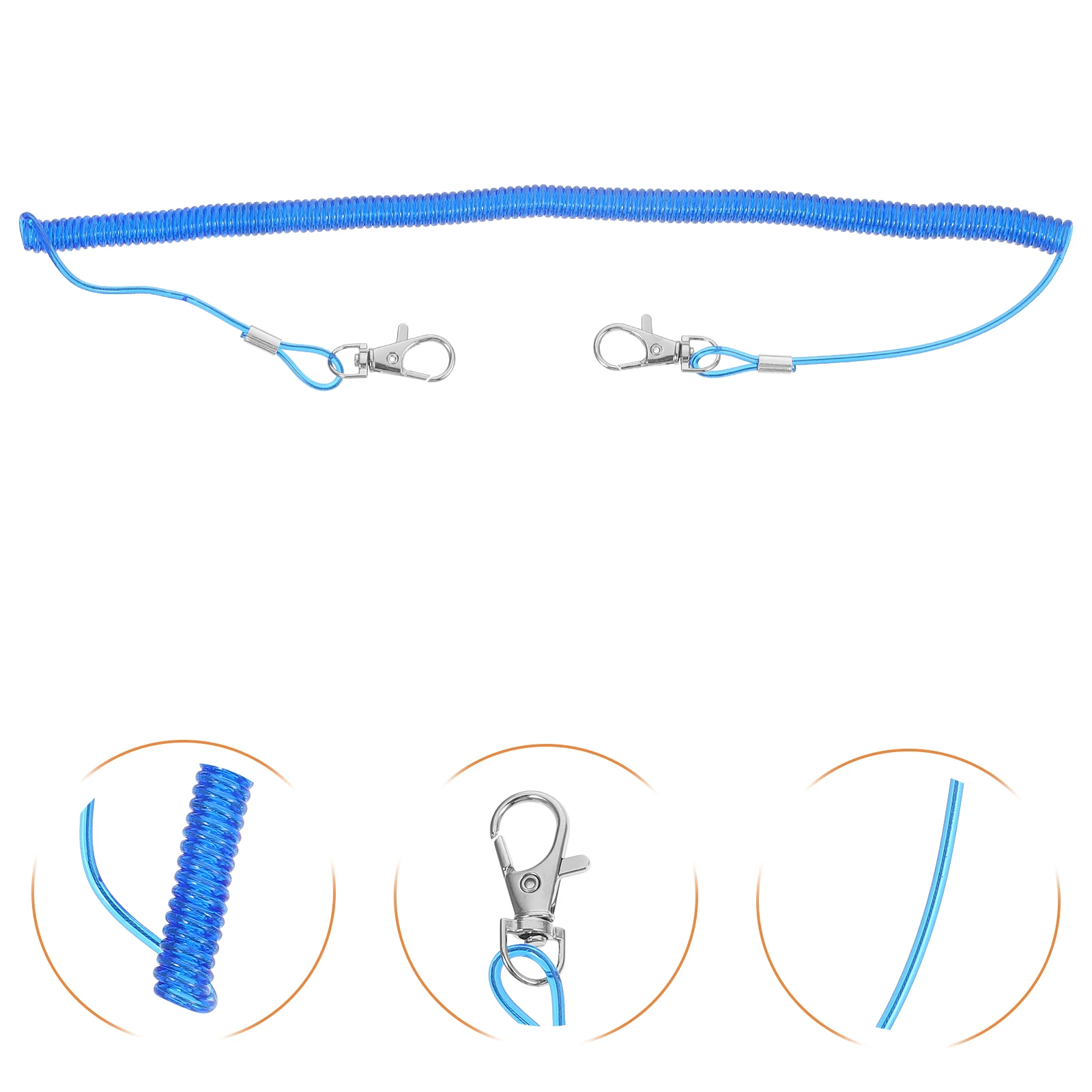 

8pcs 1.5M Fish Rod Protection Rope Elastic Security Tether Fishing Outdoor Retractable Lanyard Keychain Durable Stainless Steel