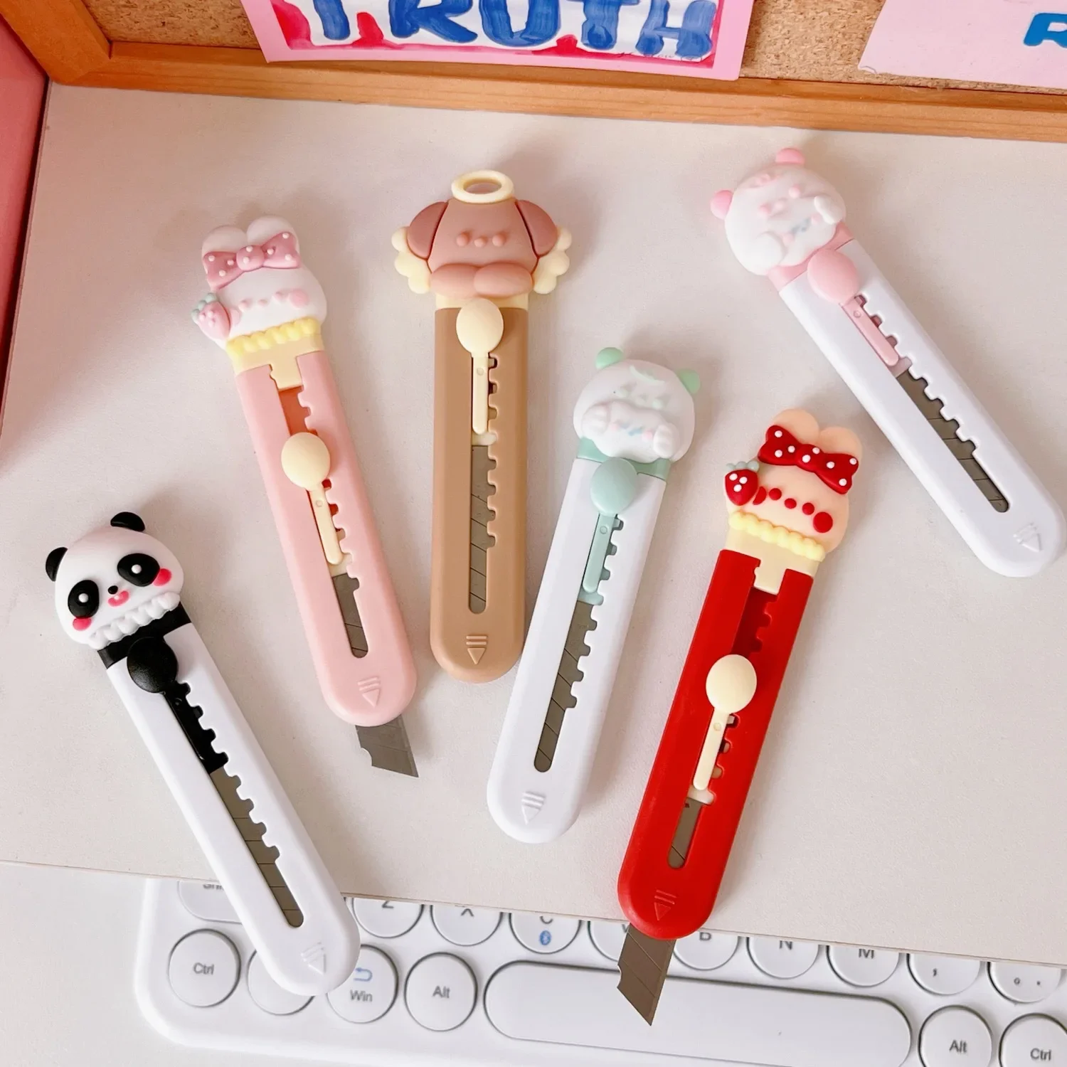 Cartoon Animal Art Utility Knife Mini Pocket Panda Rabbit Shape Paper Cutter Express Box Envelope Opener School Office Supplies