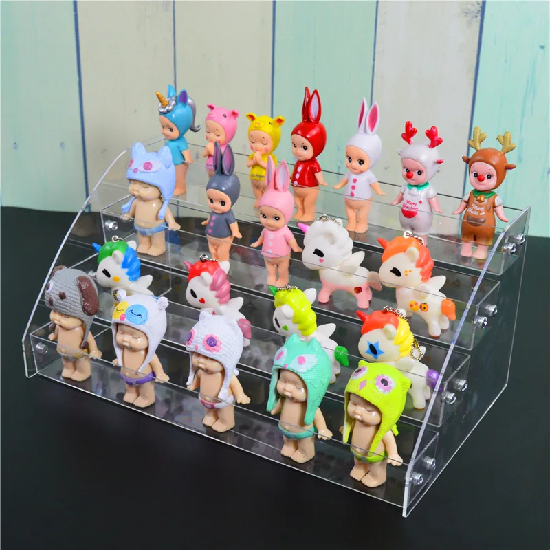 Transparent Acrylic Mini Doll Cartoon Figures Display Stand Clear Storage Rack Nail Polish Lipstick Sunglasses Holder Shelf