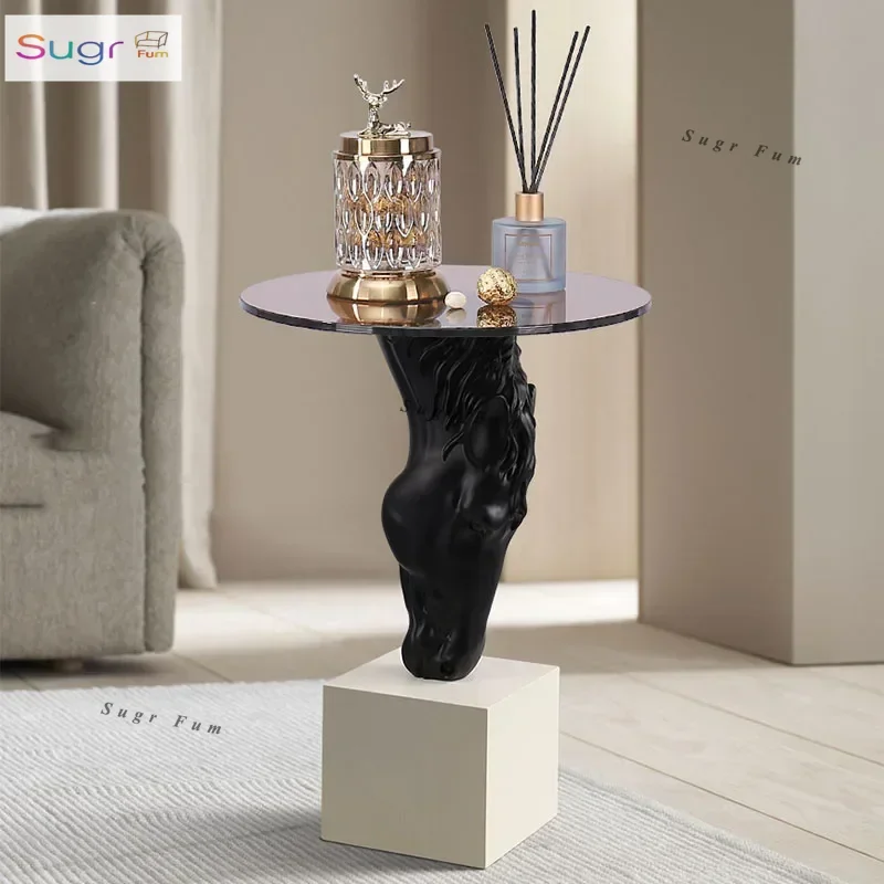 

Hotel Living Room Floor Decorations Drinking Water Horse Head Statue Storage Small Table Ornament