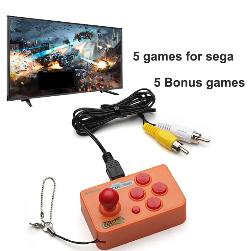 Mini Arcade Joystick With 10 Games For Sega Arcade Nano Consolas De Videojuegos AV Output TV Retro Gaming Console Keychain
