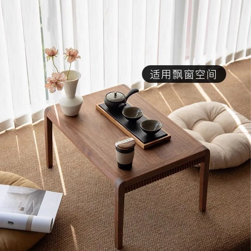 Solid wood tea table bay window, table small coffee table, tatami tea table balcony, living room home new Chinese style