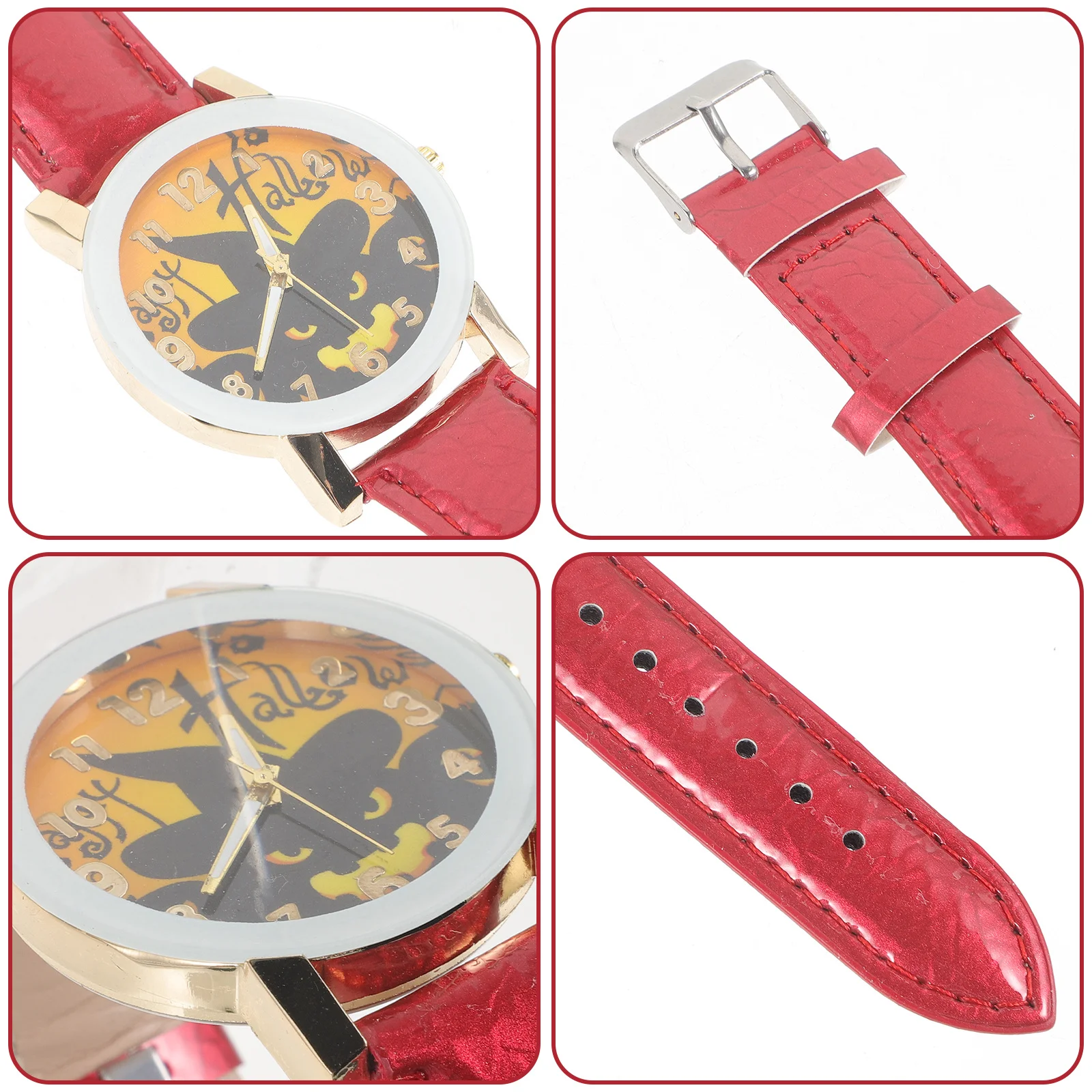 

Часы на Хэллоуин, красные, простые, модные, круглые, с регулируемым ремешком, кварцевые часы для мужчин и женщин, повседневный подарок для вечеринки