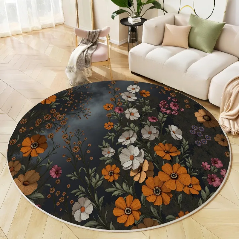 Zebra Animal Print Round Carpet Circular Floor Accent Mat Indoor Home Floor Covering Trendy Modern Floor Throw for Holiday Decor