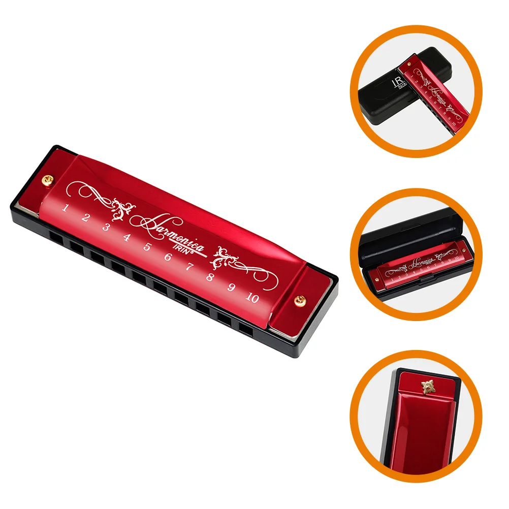 Irin Harmonica Harmonicas for Kids Metal Mouthpiece Small Music Instruments Adults Red Musical Beginner