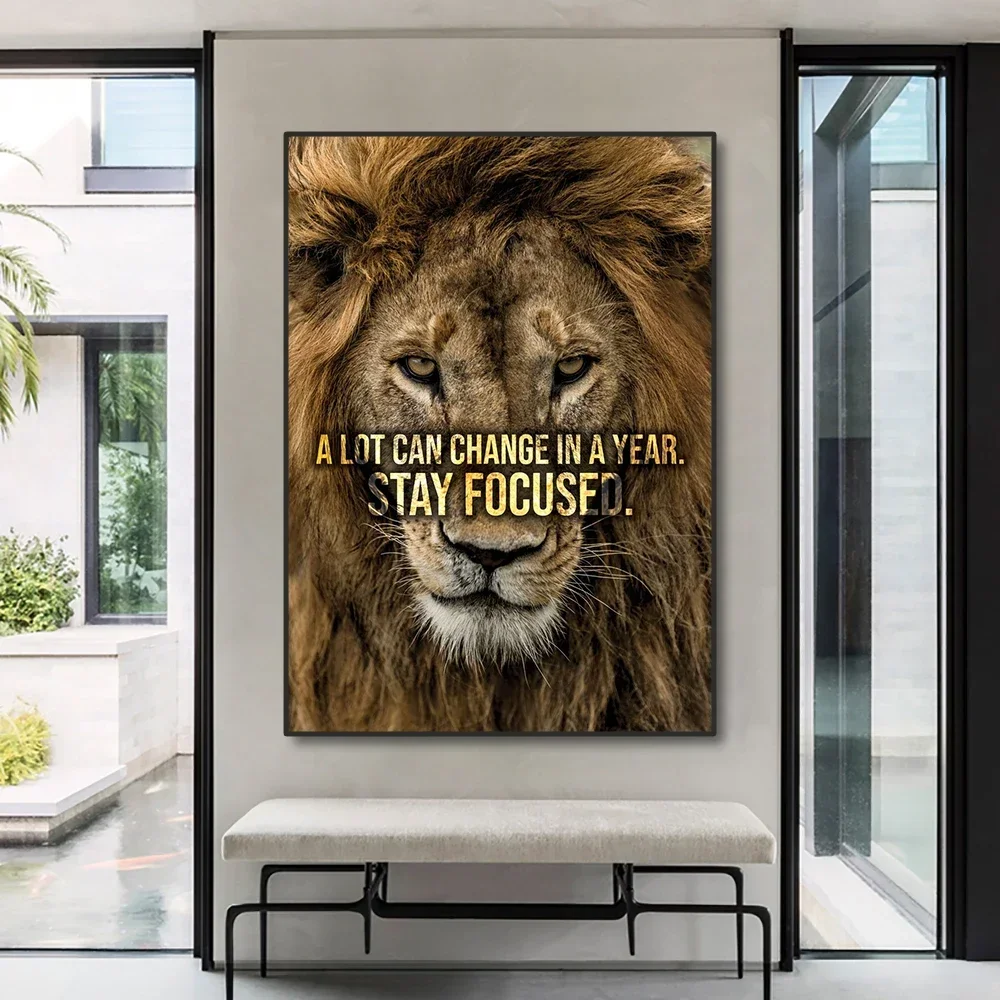 Motivational Animal Poster Eagle Tiger Lion Wall Art Canvas Painting Motto Picture for Living Room Home Decoration
