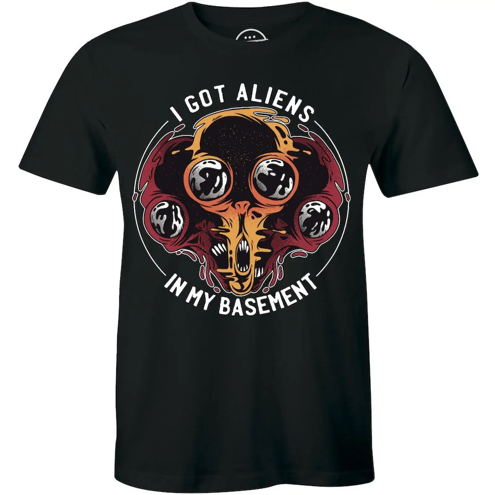 I Got Aliens In My Basement Funny Cool Space Creatures T Shirt Men's  vintage Washed designer clothes Stylish Slightly