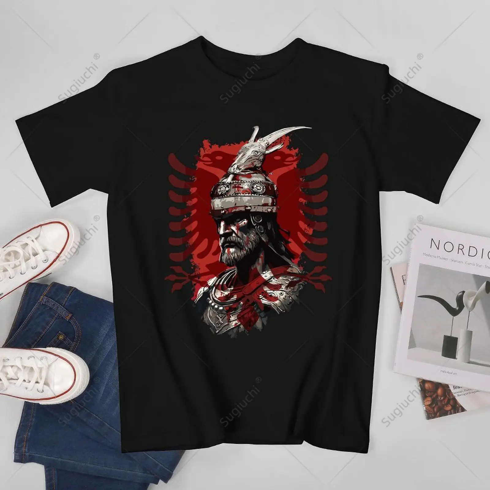Unisex Men Skanderbeg Albania And Kosovo Flag for A Proud Albanian Tshirt Tees T Shirts Women Boys 100% Cotton T-Shirt