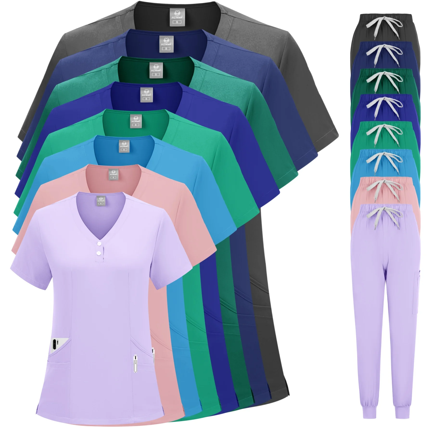 Groothandel Joggingpak Dokter Verpleegkundige Scrubs Set Ziekenhuis Medische Chirurgische Uniformen Multicolor Vrouwen Dragen Scrub Pak Dokter Uniform