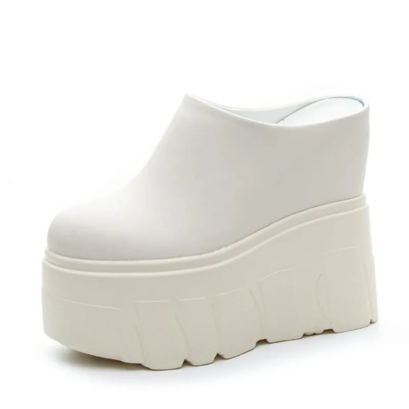 

Женская летняя обувь 14 см, модные женские тапочки на танкетке из натуральной кожи без шнуровки, сандалии на танкетке, сандалии на платформе