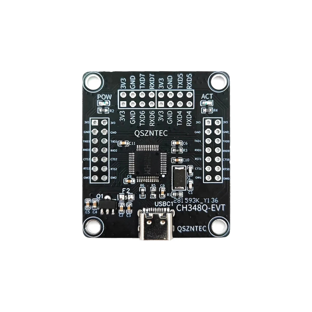 Módulo da placa de expansão do porto serial, multicanal, tipo C, USB-TTL, CH348Q, 8 vias