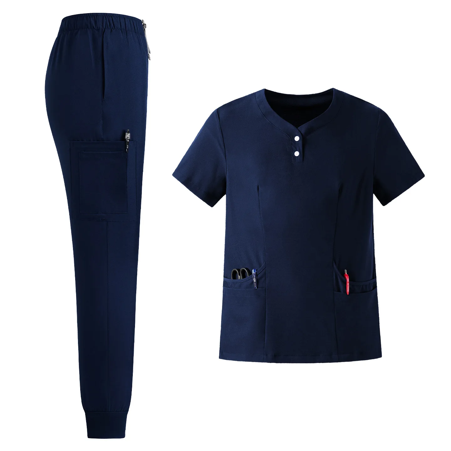 Ensemble de vêtements de toilette extensibles à séchage rapide, col en v, pour médecin et infirmière, pour Salon de beauté, salle d'opération, vêtements de toilette séparés