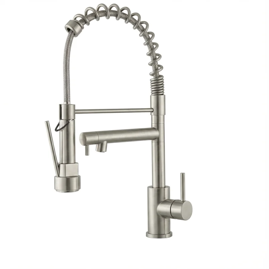 

Kitchen Faucet with Pull Down Sprayer Touch On Single Handle 2- Function Stainless Steel Spring Neck Single Hole Installation f