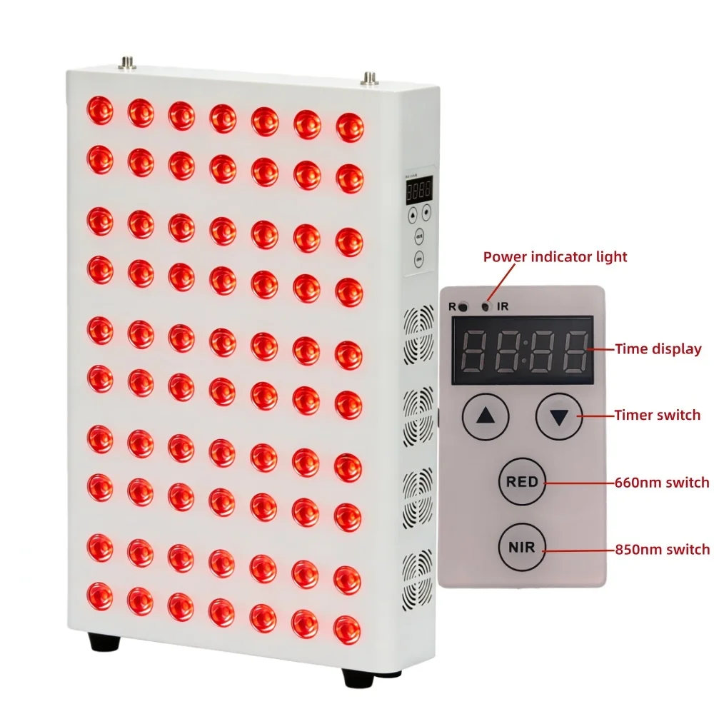 Panel do terapii światłem czerwonym LED z timerem, regulacją jasności, podwójnymi chipami LED 70/140/210, 660nm 630nm 850nm bliskie podczerwień do twarzy i całego ciała